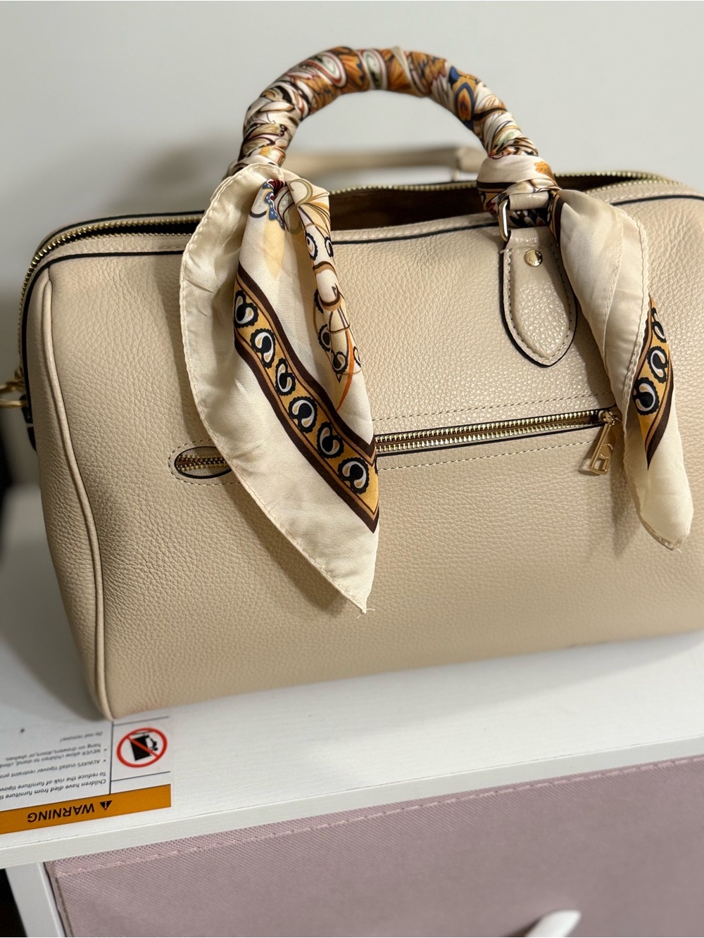 Large Coach Rowan Pebble Leather Satchel in Ivory with Gold Hardware - Picture 4 of 6